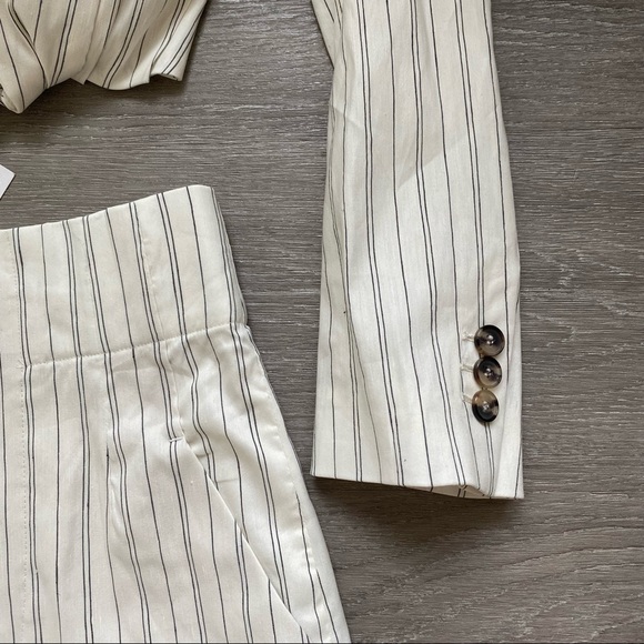 Matching Set - Zara Cropped Striped Blazer with Linen Blend Midi Skirt - Picture 5 of 11